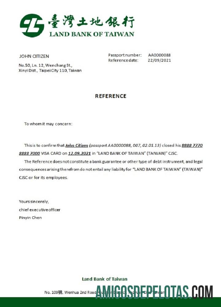 Referência de fechamento do Taiwan Land Bank of Taiwan baixar para verificação